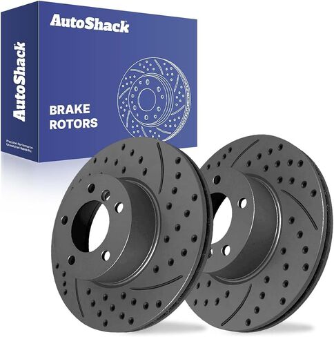 Autoshack Black Hat محفورة ودوارات فرامل متداولة في فرامل فرامل أمامية أدوات استبدال فرامل BRAKE لـ BMW X1 328XI 320I XDRIVE 328I XDRIVE 330I in Kuwait