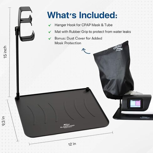 بالنسبة إلى حامل دعم خرطوم قناع CPAP + غطاء الأنابيب المعزول مع Stand Stand for CPAP Nightstand - لمنظم الحصير بجانب السرير CPAP مع غطاء غبار القناع النظيف - لملحقات CPAP (طويل القامة) in Kuwait