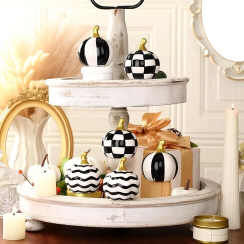 3 Pcs Ceramic Candy Corn Pumpkins for Halloween Decor Table Centerpiece Porcelain Ceramic Pumpkin Candy Corn Tiered Tray and Mantel Ornaments for Indoor Halloween Decor in Saudi Arabia