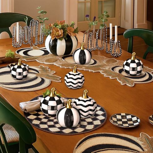 3 Pcs Ceramic Candy Corn Pumpkins for Halloween Decor Table Centerpiece Porcelain Ceramic Pumpkin Candy Corn Tiered Tray and Mantel Ornaments for Indoor Halloween Decor in Saudi Arabia