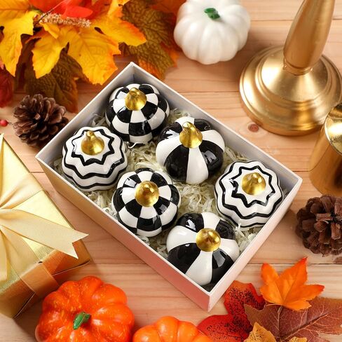 3 Pcs Ceramic Candy Corn Pumpkins for Halloween Decor Table Centerpiece Porcelain Ceramic Pumpkin Candy Corn Tiered Tray and Mantel Ornaments for Indoor Halloween Decor in Saudi Arabia