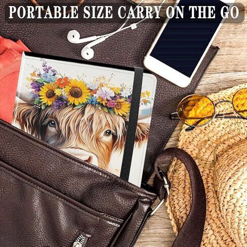 Photo Album 4x6 Photos - 120 Photos Capacity PU Leather Cover,cute small photo album with Strong Elastic Band,for Wedding baby Travel Family photo book Album,Color Highland Cow Flower in Saudi Arabia
