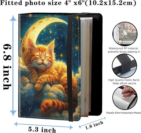Photo Album 4x6 Photos - 120 Photos Capacity PU Leather Cover,cute small photo album with Strong Elastic Band,for Wedding baby Travel Family photo book Album,Color Highland Cow Flower in Saudi Arabia