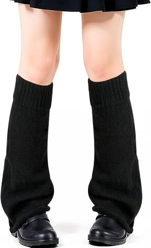 Black Leg Warmers, Y2k Leg Warmers for Girls Women, Cute Knitted Socks kawaii Lolita Harajuku Goth Accessories in Kuwait