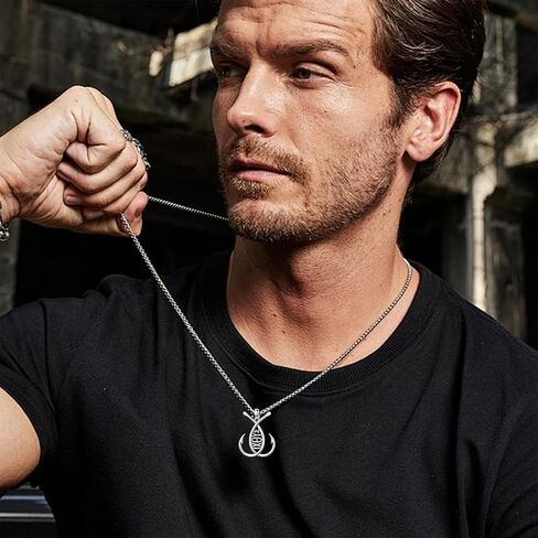 SIMONLY Fish Hook Necklace for Men 925 Sterling Silver Fish Pendant Necklace Fish Jewelry for Fishing Enthusiasts Christmas Father Day Gift in Saudi Arabia
