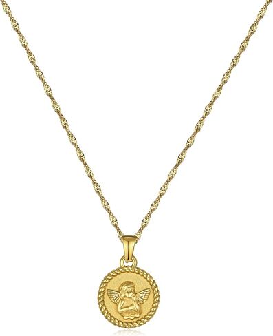 Evil Eye Choker Necklace - 18K Gold Plated Cubic Zirconia, Adjustable 16-19" Chain Hammered Texture Coin, Symbolic Jewelry Gift for Women in Kuwait