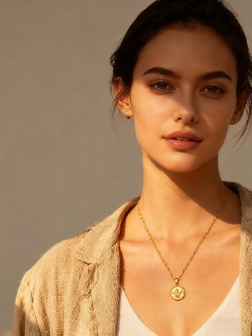 Evil Eye Choker Necklace - 18K Gold Plated Cubic Zirconia, Adjustable 16-19" Chain Hammered Texture Coin, Symbolic Jewelry Gift for Women in Kuwait