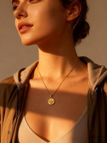 Evil Eye Choker Necklace - 18K Gold Plated Cubic Zirconia, Adjustable 16-19" Chain Hammered Texture Coin, Symbolic Jewelry Gift for Women in Kuwait