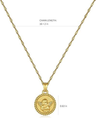 Evil Eye Choker Necklace - 18K Gold Plated Cubic Zirconia, Adjustable 16-19" Chain Hammered Texture Coin, Symbolic Jewelry Gift for Women in Kuwait