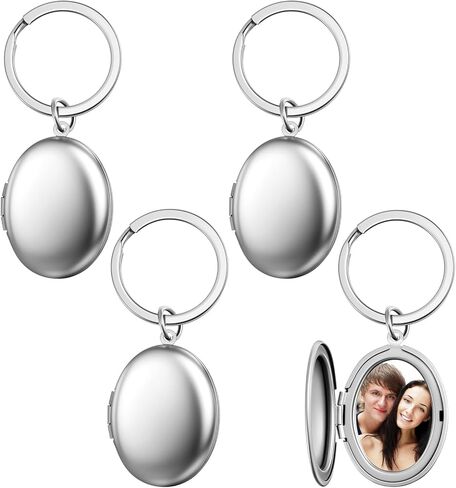 4 Pcs Silver Heart Locket Keychains for Women Stainless Steel Locket Key Chain That Hold Pictures Photo Keychain As Gifts in Saudi Arabia
