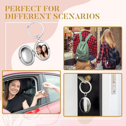4 Pcs Silver Heart Locket Keychains for Women Stainless Steel Locket Key Chain That Hold Pictures Photo Keychain As Gifts in Saudi Arabia