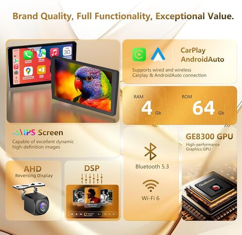 راديو سيارة 5G WiFi(6) لسيارة Jeep Wrangler 2007-2018 Chrysler Dodge Ram 1500، Android13/Wireless CarPlay/Android Auto/شاشة تعمل باللمس/ملاحة GPS/بلوتوث/FM/HD كاميرا احتياطية (2+64) in Kuwait