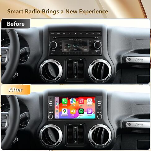 راديو سيارة 5G WiFi(6) لسيارة Jeep Wrangler 2007-2018 Chrysler Dodge Ram 1500، Android13/Wireless CarPlay/Android Auto/شاشة تعمل باللمس/ملاحة GPS/بلوتوث/FM/HD كاميرا احتياطية (2+64) in Kuwait