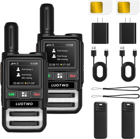 K300 2Pcs 4G Walkie Talkie for Adults Global Walkie Talkie Unlimited Range Poc Radio with SIM Cards Two Way POC Radio Rechargeable Battery with Flashlight Nation Wide Walkie Talkies,No Charge in Saudi Arabia