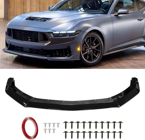 Front Bumper Lip - for Mustang GT EcoBoost 2024 2025, 3-Piece Front Lip Spoiler Air Chin Body Splitter, Not for Dark Horse (Bright Black) in Saudi Arabia
