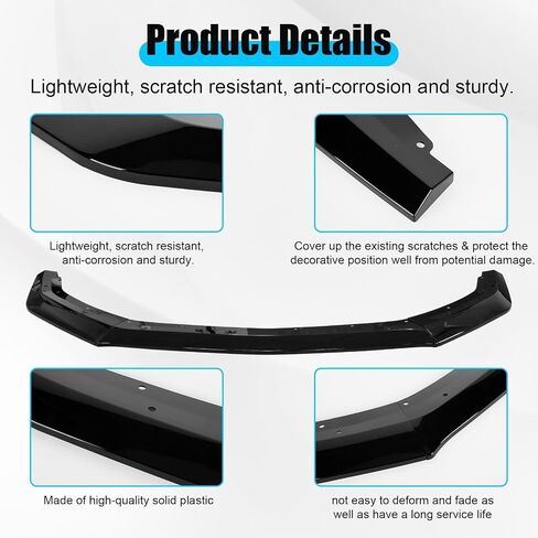 Front Bumper Lip - for Mustang GT EcoBoost 2024 2025, 3-Piece Front Lip Spoiler Air Chin Body Splitter, Not for Dark Horse (Bright Black) in Saudi Arabia