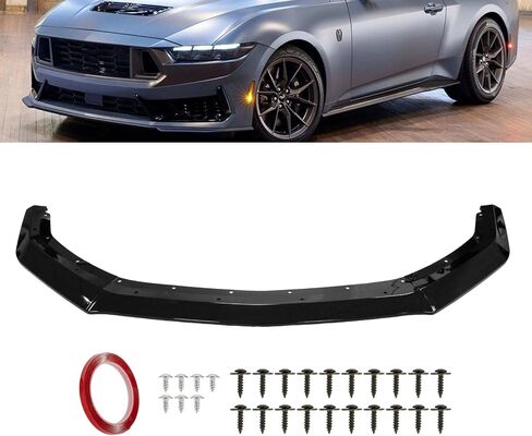 Front Bumper Lip - for Mustang GT EcoBoost 2024 2025, 3-Piece Front Lip Spoiler Air Chin Body Splitter, Not for Dark Horse (Bright Black) in Saudi Arabia