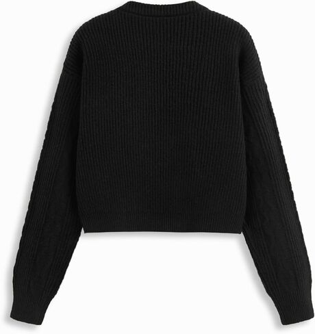 CIDER Cardigan Sweater for Women Round Neck Buckle Sweater Knitted Crop Top Long Sleeve Open Front Outerwear in Kuwait