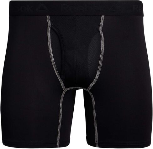ملخصات ملاكمة للرجال من Reebok - 8 ملخصات ملاكمة للملاكم الداخلي مع Pack Mens With With Fly Pouch - ملابس داخلية للرجال (S -XL) ، حجم كبير ، أسود in Saudi Arabia