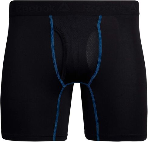 ملخصات ملاكمة للرجال من Reebok - 8 ملخصات ملاكمة للملاكم الداخلي مع Pack Mens With With Fly Pouch - ملابس داخلية للرجال (S -XL) ، حجم كبير ، أسود in Saudi Arabia