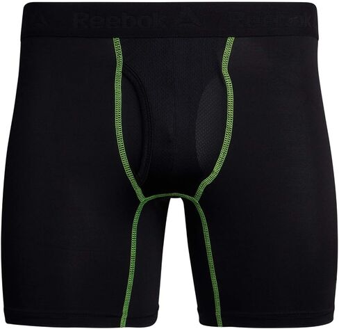 ملخصات ملاكمة للرجال من Reebok - 8 ملخصات ملاكمة للملاكم الداخلي مع Pack Mens With With Fly Pouch - ملابس داخلية للرجال (S -XL) ، حجم كبير ، أسود in Saudi Arabia