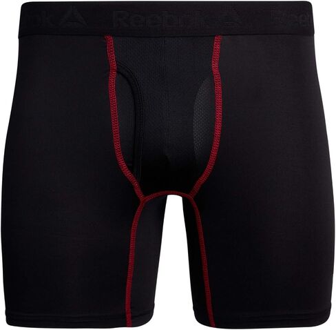 ملخصات ملاكمة للرجال من Reebok - 8 ملخصات ملاكمة للملاكم الداخلي مع Pack Mens With With Fly Pouch - ملابس داخلية للرجال (S -XL) ، حجم كبير ، أسود in Saudi Arabia
