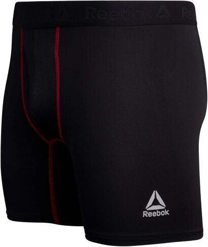 ملخصات ملاكمة للرجال من Reebok - 8 ملخصات ملاكمة للملاكم الداخلي مع Pack Mens With With Fly Pouch - ملابس داخلية للرجال (S -XL) ، حجم كبير ، أسود in Saudi Arabia