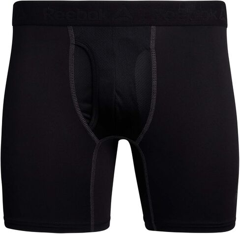 ملخصات ملاكمة للرجال من Reebok - 8 ملخصات ملاكمة للملاكم الداخلي مع Pack Mens With With Fly Pouch - ملابس داخلية للرجال (S -XL) ، حجم كبير ، أسود in Saudi Arabia
