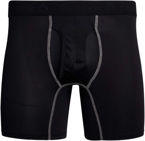 ملخصات ملاكمة للرجال من Reebok - 8 ملخصات ملاكمة للملاكم الداخلي مع Pack Mens With With Fly Pouch - ملابس داخلية للرجال (S -XL) ، حجم كبير ، أسود in Saudi Arabia
