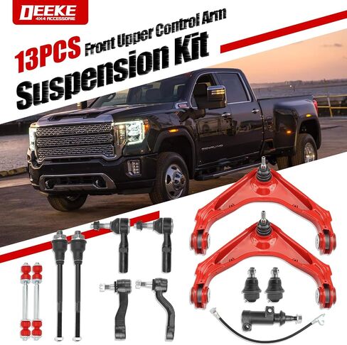 طقم تعليق أمامي 12 قطعة لسيارة Chevy Silverado GMC Sierra 2500HD 3500HD، Suburban، Avalanche، XL Yukon، مع أذرع تحكم، مفاصل كروية، قضبان ربط، وصلات شريط Sway، Pitman & Idler Arms K620054 (12 قطعة) in Kuwait