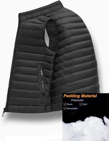 Men's Lightweight Jacket, Casual Stand Collar Vest, Lightweight Sleeveless Autumn Winter Warm Vest in Saudi Arabia