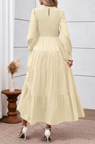 Prettygarden للسيدات الأكمام الطويلة Maxi فساتين 2025 السقوط غير الرسمي مزخرف الرقبة سويسرية النقطة ثياب زفاف مدعوم in Saudi Arabia