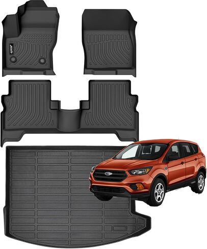 سجادات أرضية Jenofa لسيارة Ford Explorer 2015-2019 فقط بطانة أرضية للصف الأول والثاني مقاومة للماء لجميع الأحوال الجوية سجادة سيارة مطاطية تناسب Explorer TPE لملحقات Explorer باللون الأسود في الصفوف الثانية الأولى in Saudi Arabia