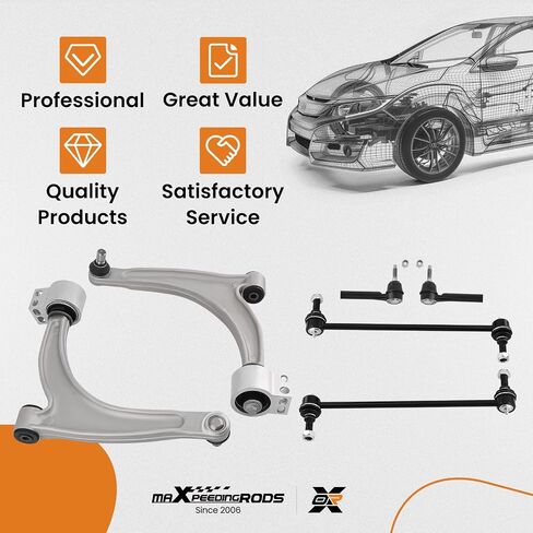 MaxPeedingRods 10pc التعليق Kit for Chevy Malibu 2004-2012 Pontiac G6 2005-2010 Saturn Aura 2007-2009 ، ذراع التحكم السفلي الأمامي مع Ball Sway Bar Link Boots Inner Rod Boots الخارجي in Kuwait