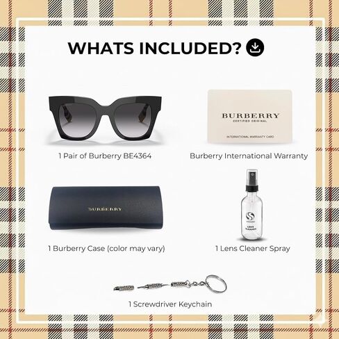 BURBERRY KITTY BE4364 نظارة شمسية مربعة الشكل من الأسيتات مع طقم نظارات فاخر in Saudi Arabia