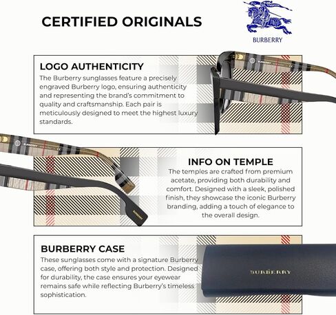 BURBERRY KITTY BE4364 نظارة شمسية مربعة الشكل من الأسيتات مع طقم نظارات فاخر in Saudi Arabia