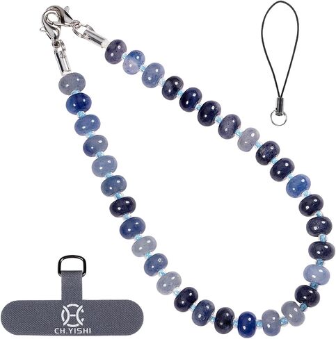 Handmade Natural Gemstone Crystal Beaded Charm Cell Phone Camera Lanyard, Hands-Free Wrist Strap, Phone Chain String, Keychain Decor for Walle (Yellow-Green Gradient) in Saudi Arabia