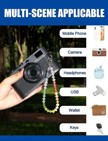 Handmade Natural Gemstone Crystal Beaded Charm Cell Phone Camera Lanyard, Hands-Free Wrist Strap, Phone Chain String, Keychain Decor for Walle (Yellow-Green Gradient) in Saudi Arabia