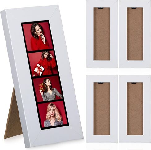 4 Pack Photo Booth Frames 2x6 Photo Strip Frame with Stand Wooden Wall and Tabletop Display Film Picture Holder with Clear Glass for Wedding Grad Baby Shower Picture Booth(Black) in Saudi Arabia