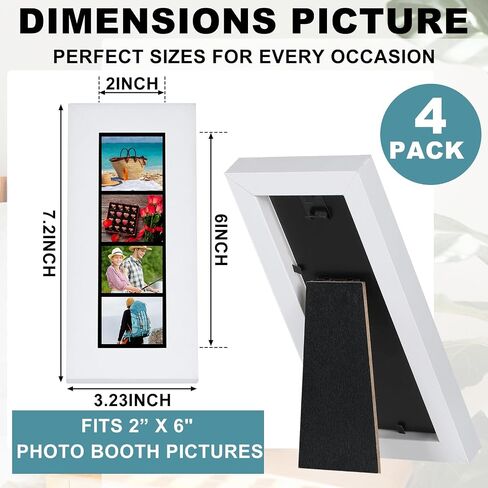 4 Pack Photo Booth Frames 2x6 Photo Strip Frame with Stand Wooden Wall and Tabletop Display Film Picture Holder with Clear Glass for Wedding Grad Baby Shower Picture Booth(Black) in Saudi Arabia