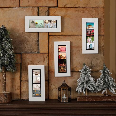 4 Pack Photo Booth Frames 2x6 Photo Strip Frame with Stand Wooden Wall and Tabletop Display Film Picture Holder with Clear Glass for Wedding Grad Baby Shower Picture Booth(Black) in Saudi Arabia