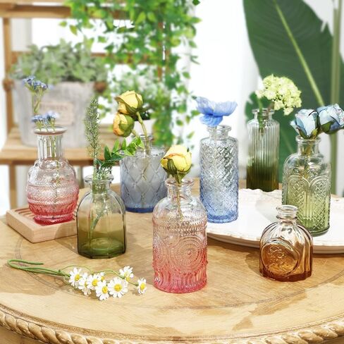 CUCUMl 24 Pack Glass Bud Vases in Bulk for Centerpieces, Clear Vintage Decorative Small Vases for Flowers, Wedding Rustic Home Table Decor in Saudi Arabia
