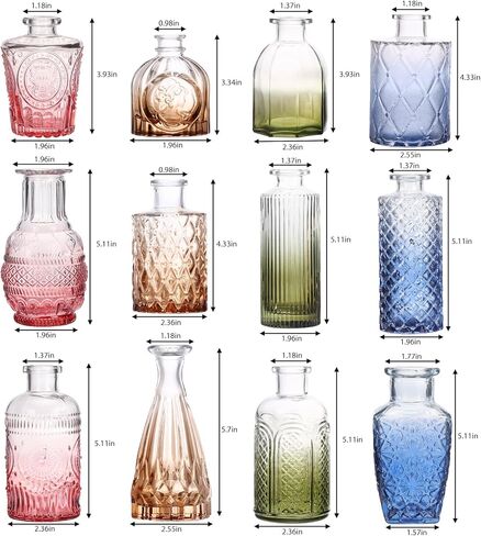 CUCUMl 24 Pack Glass Bud Vases in Bulk for Centerpieces, Clear Vintage Decorative Small Vases for Flowers, Wedding Rustic Home Table Decor in Saudi Arabia