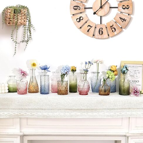 CUCUMl 24 Pack Glass Bud Vases in Bulk for Centerpieces, Clear Vintage Decorative Small Vases for Flowers, Wedding Rustic Home Table Decor in Saudi Arabia