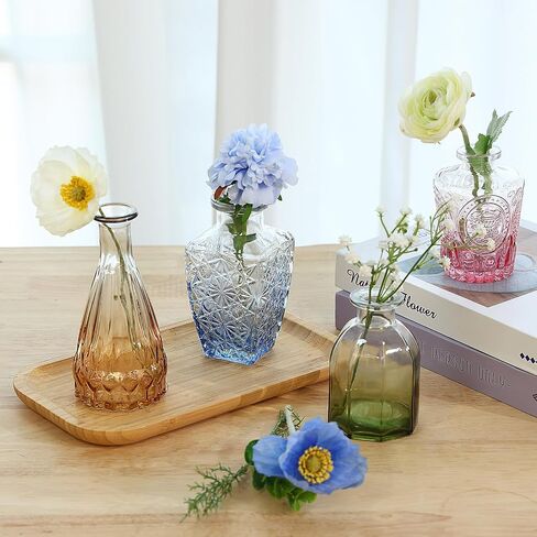 CUCUMl 24 Pack Glass Bud Vases in Bulk for Centerpieces, Clear Vintage Decorative Small Vases for Flowers, Wedding Rustic Home Table Decor in Saudi Arabia