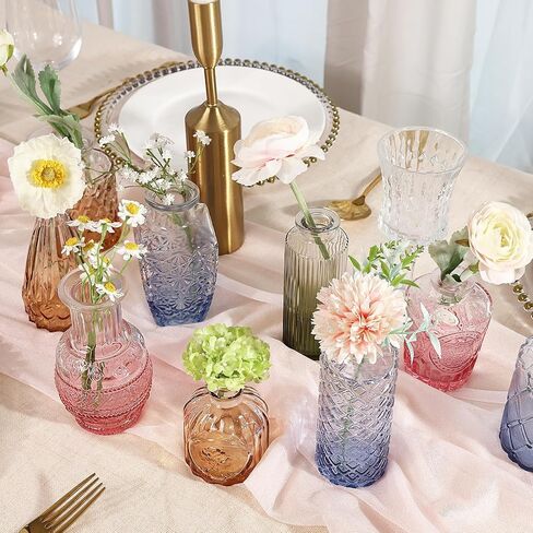 CUCUMl 24 Pack Glass Bud Vases in Bulk for Centerpieces, Clear Vintage Decorative Small Vases for Flowers, Wedding Rustic Home Table Decor in Saudi Arabia