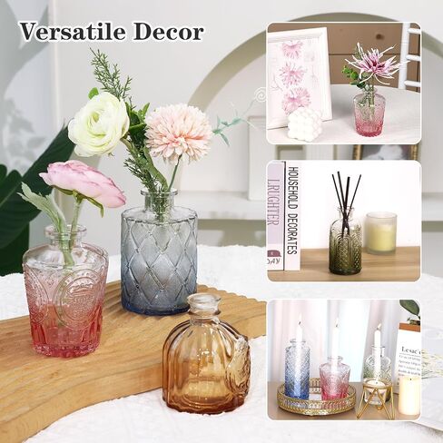 CUCUMl 24 Pack Glass Bud Vases in Bulk for Centerpieces, Clear Vintage Decorative Small Vases for Flowers, Wedding Rustic Home Table Decor in Saudi Arabia