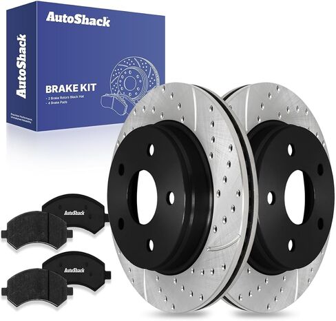 AutoShack Front Brake Kit Replacement for 2006-2018 Ram 1500 4WD RWD Drilled & Slotted E-Coated Disc Brake Rotors Black Ceramic Brakes Pads 13.22" 335.8 mm SCDPR63007630071084 in Saudi Arabia