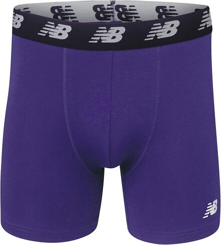 New Balance Men's No-Fly Cotton Performance Boxer Briefs, 5 Inch Inseam (3 Pack), Black/Blue/Dark Heather, 3X-Large in Saudi Arabia
