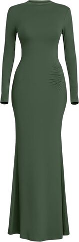 Prettygarden فساتين السقوط للنساء 2025 طويلة الأكمام bodycon الوهمية الرقبة ruched maxi كوكتيل الزفاف فستان الزفاف in Kuwait